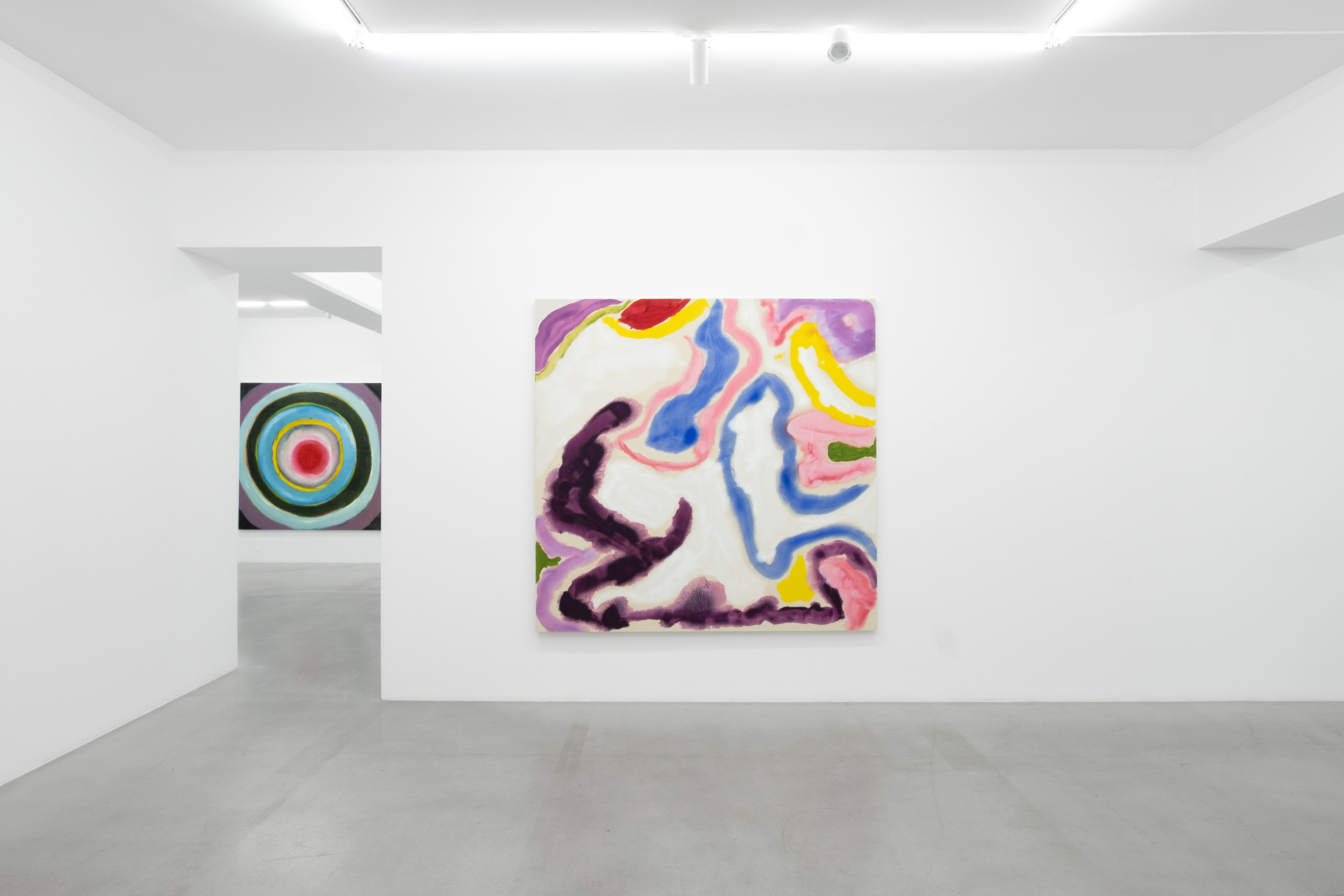 Installation view, Maitri — concentric rings visible through doorway