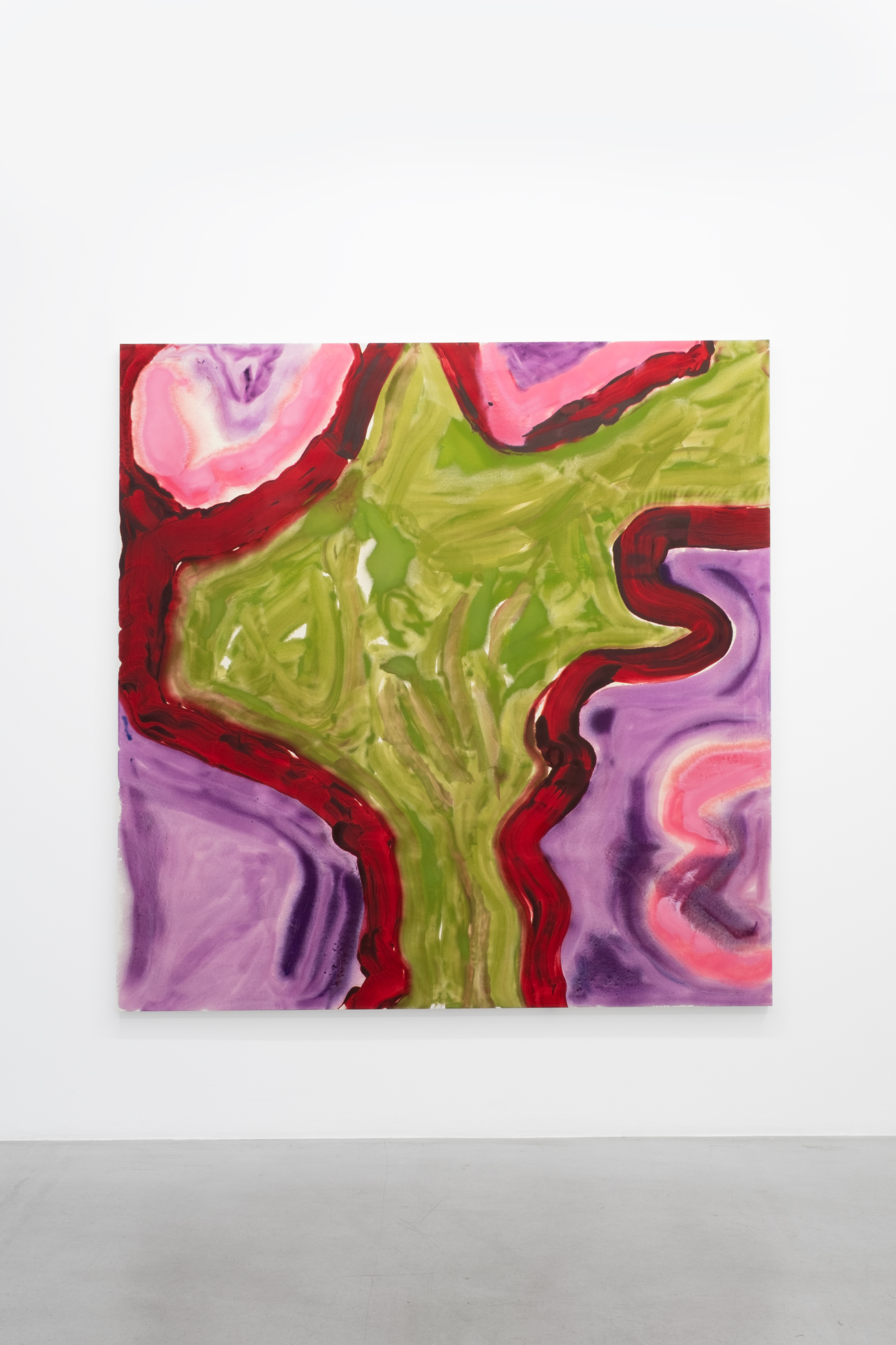 Maitri #007 — green, red and violet oil painting by Gustav Hjelmgren