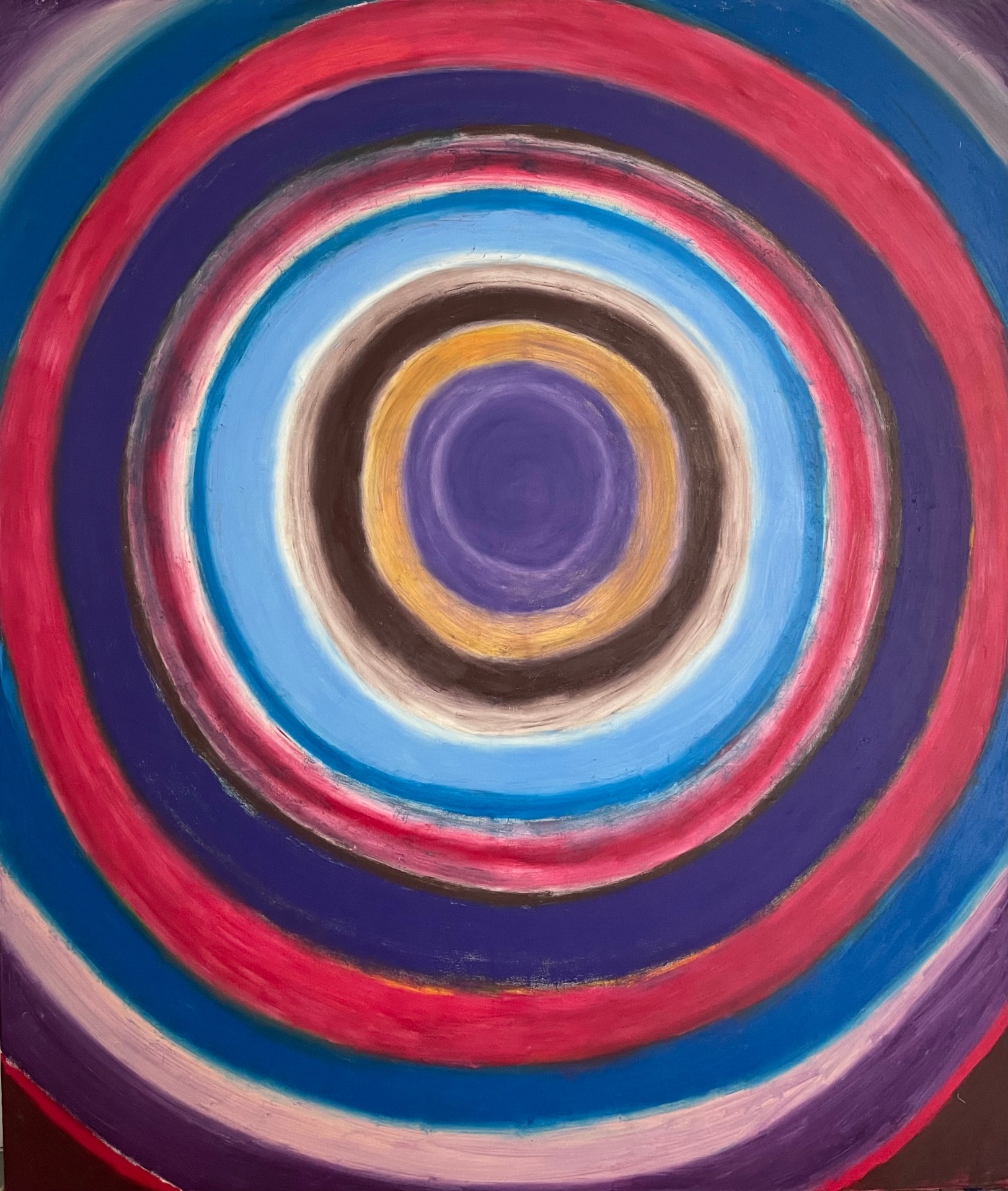 Presence #005 — concentric rings in pink, blue and yellow by Gustav Hjelmgren